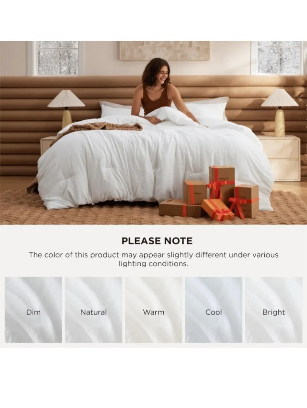 Bedsure Queen Comforter Set Prewashed Soft Bedding Set 3Pcs White 90
